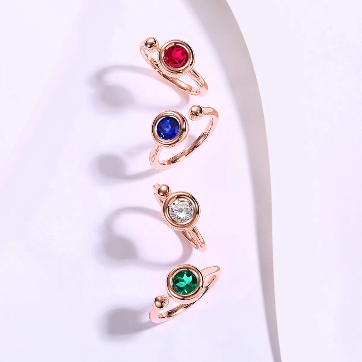 Open Bubble S925 Rose-Gold-Plated Silver Anniversary Ring Women's Ring 1ct D