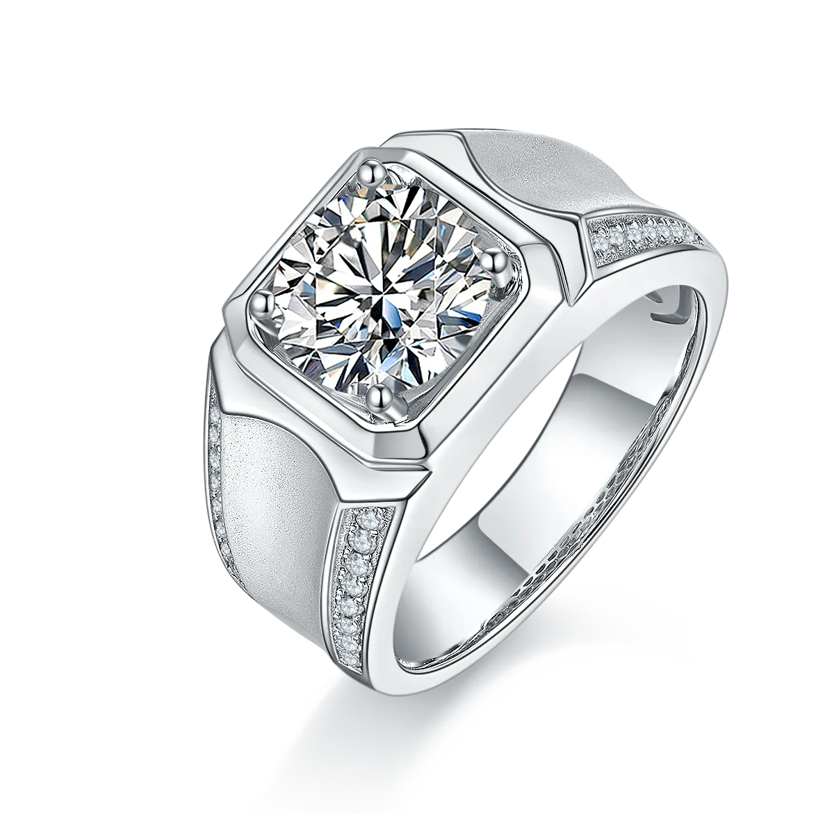 S925 White-Gold-Plated Silver Moissanite Men
