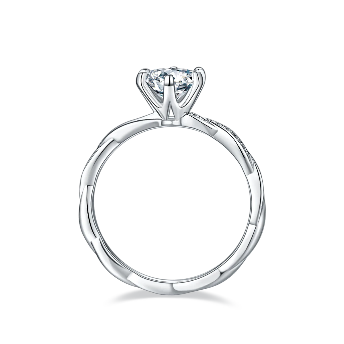 S925 White-Gold-Plated Silver Moissanite Proposal Ring Women's Ring 1ct D - M41A