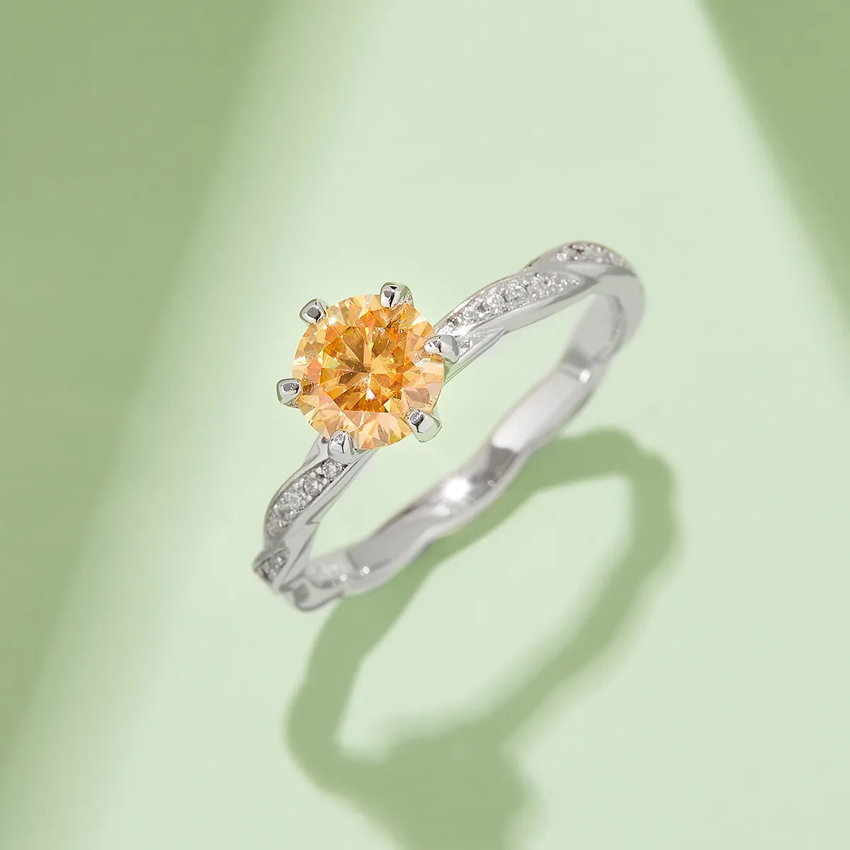 S925 White-Gold-Plated Silver Moissanite Proposal Ring Women's Ring 1ct D - M41A