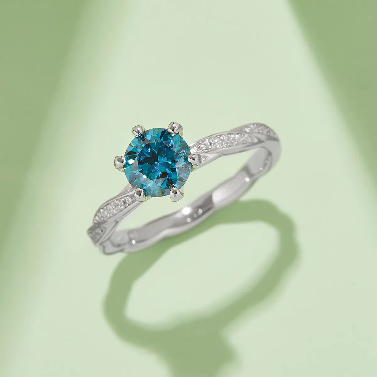 S925 White-Gold-Plated Silver Moissanite Proposal Ring Women's Ring 1ct D - M41A