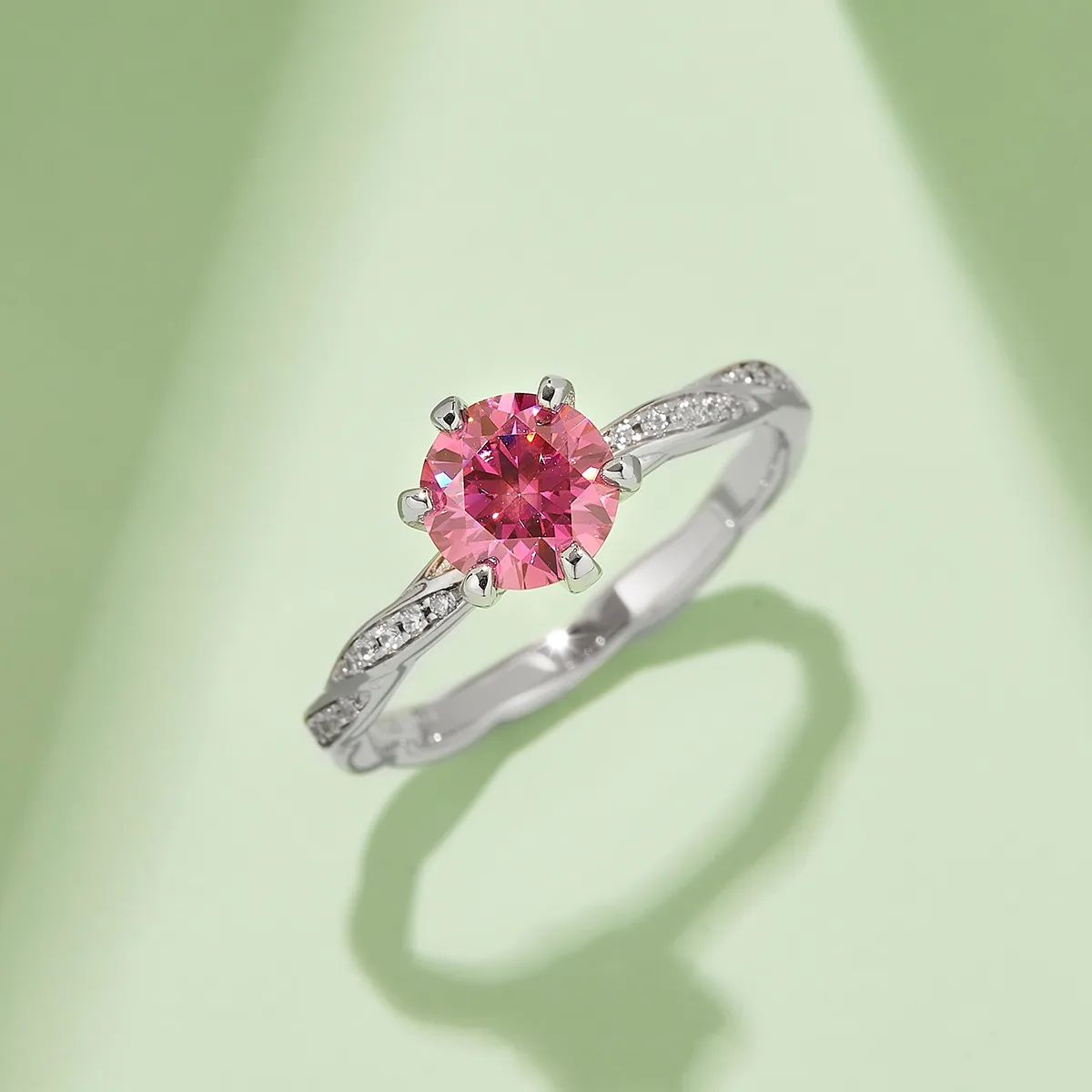 S925 White-Gold-Plated Silver Moissanite Proposal Ring Women's Ring 1ct D - M41A