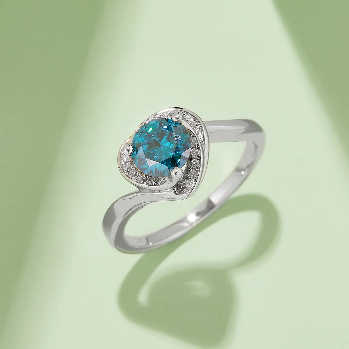 Blooming Heart S925 White-Gold-Plated Silver Moissanite Wedding Band Women's Ring 1ct D