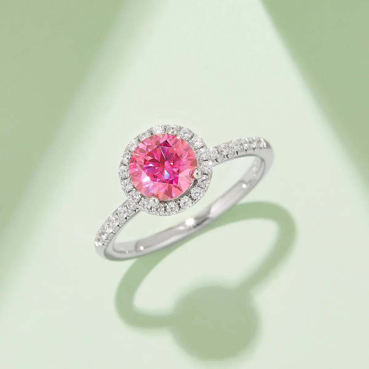 Classic Round Bezel S925 White-Gold-Plated Silver Moissanite Engagement Ring Women's Ring 1ct D