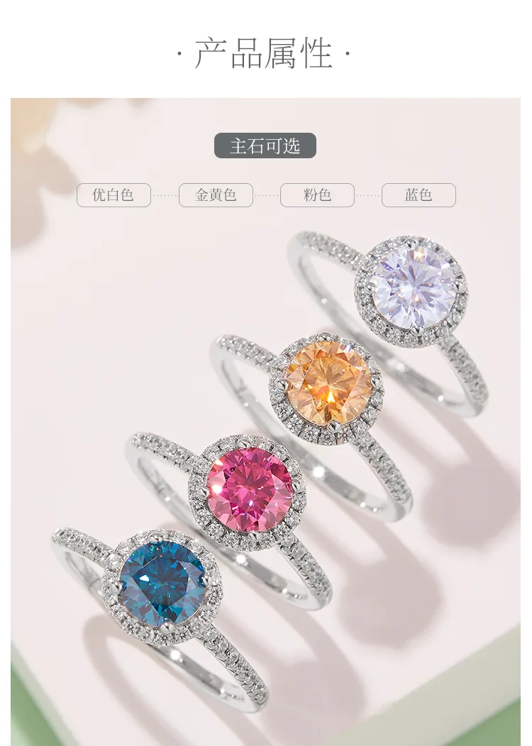 Classic Round Bezel S925 White-Gold-Plated Silver Moissanite Engagement Ring Wom