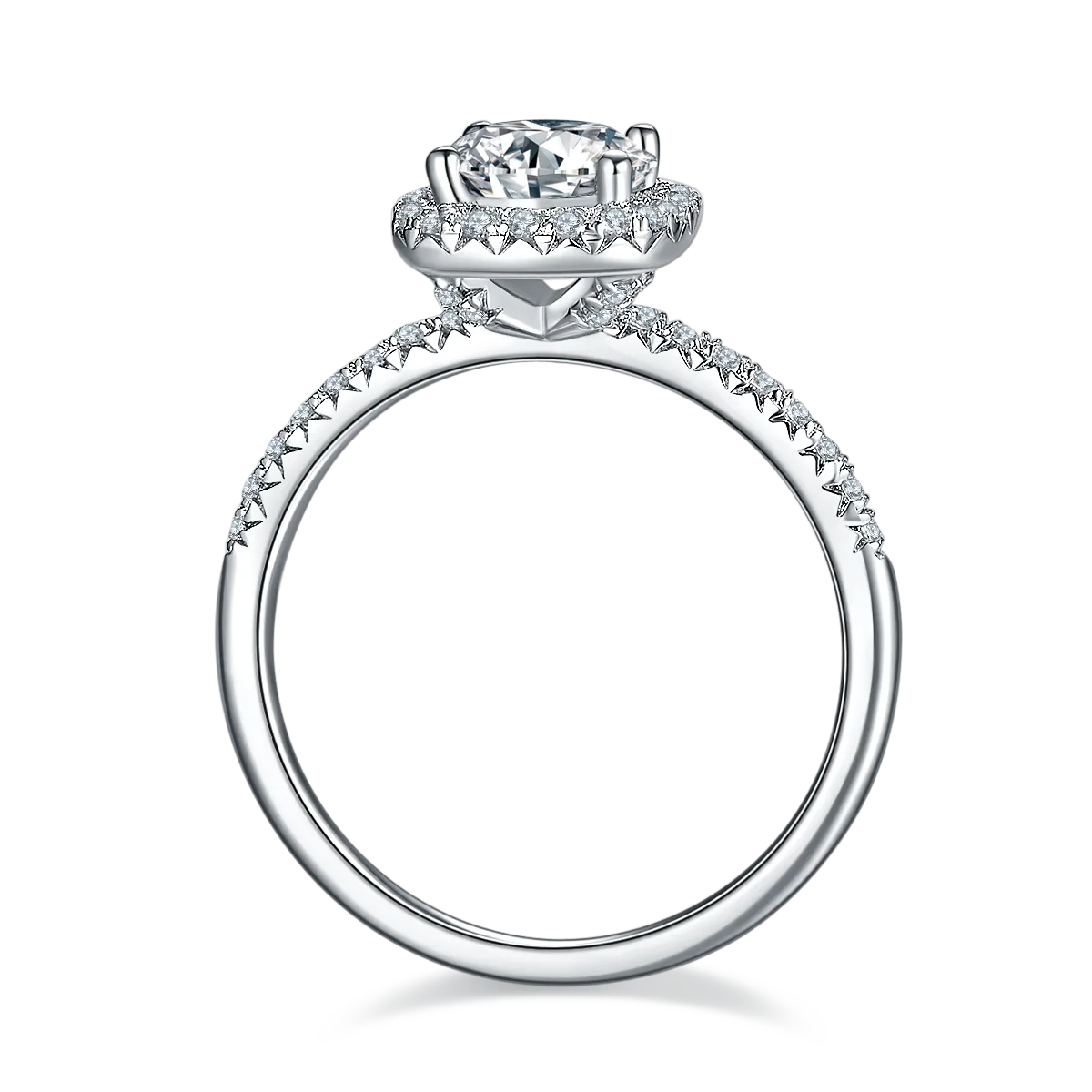 Classic Square Bezel S925 White-Gold-Plated Silver Moissanite Proposal Ring Women's Ring 1ct D