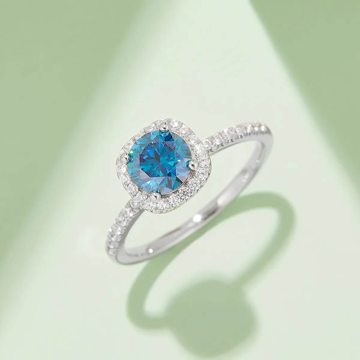 Classic Square Bezel S925 White-Gold-Plated Silver Moissanite Proposal Ring Women's Ring 1ct D
