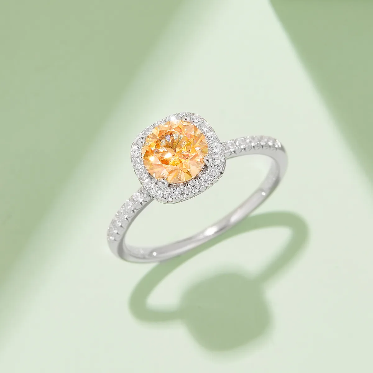 Classic Square Bezel S925 White-Gold-Plated Silver Moissanite Proposal Ring Women's Ring 1ct D