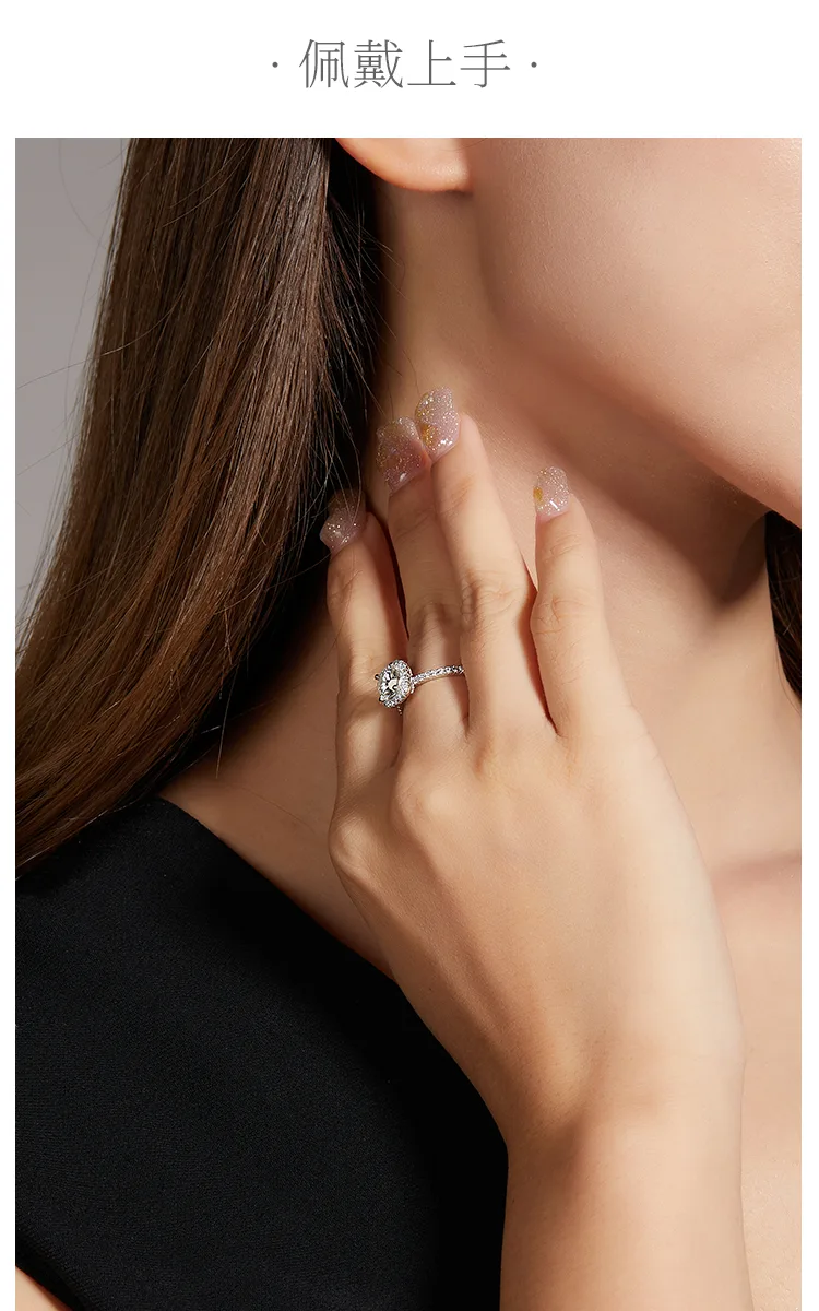 Classic Square Bezel S925 White-Gold-Plated Silver Moissanite Proposal Ring Wome