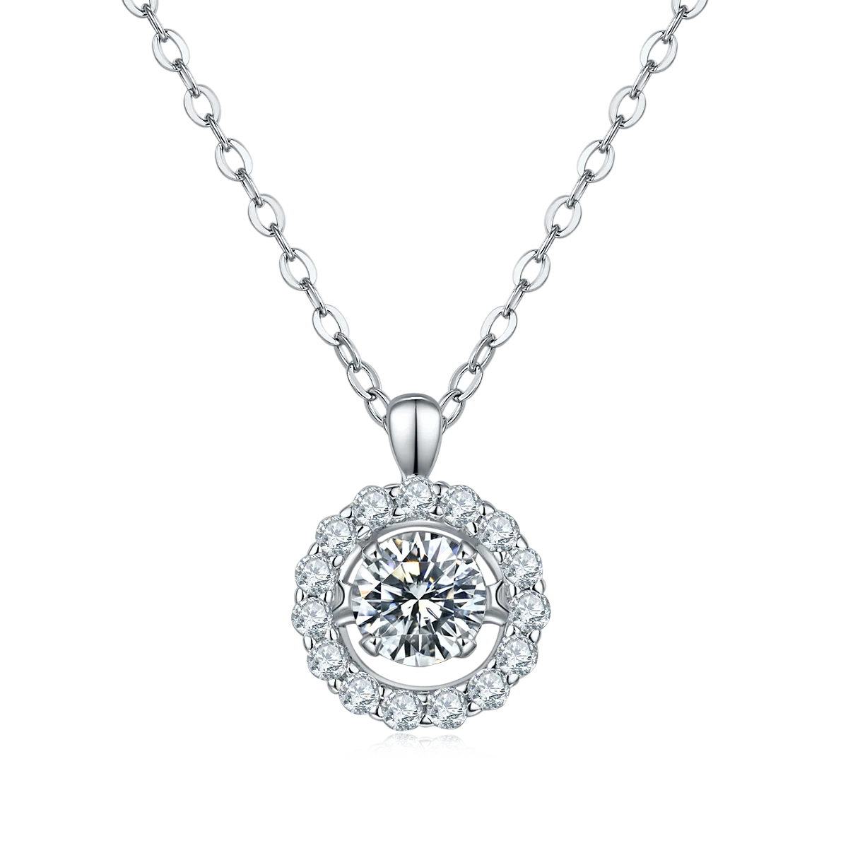 Spirit Diamond S925 White-Gold-Plated Silver Moissanite Necklace 0.5ct D