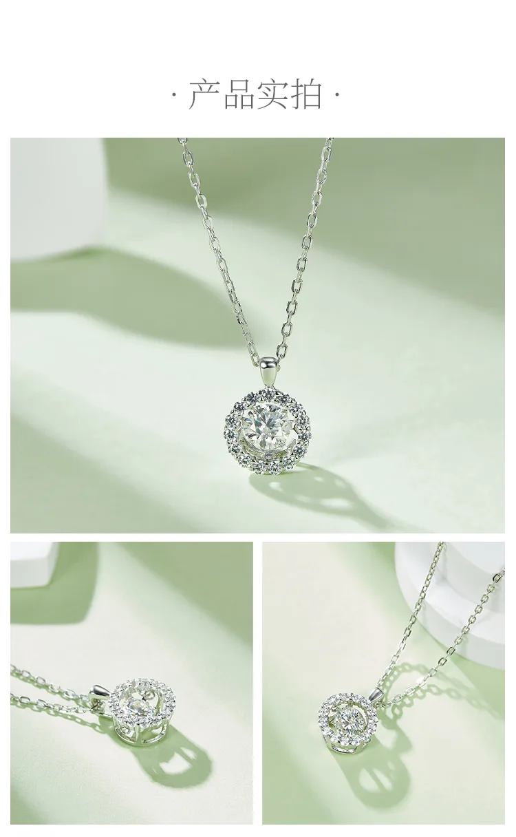 Spirit Diamond S925 White-Gold-Plated Silver Moissanite Necklace 0.5ct D detail 