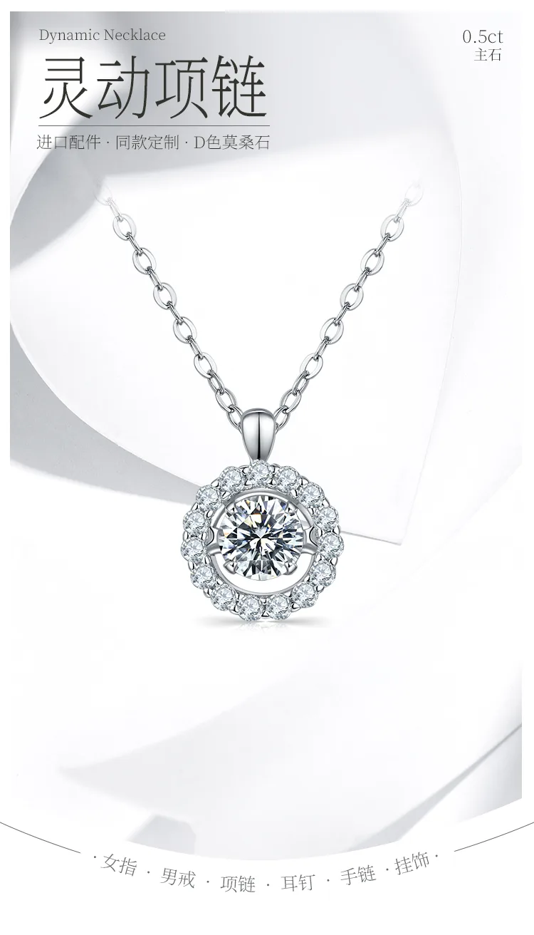 Spirit Diamond S925 White-Gold-Plated Silver Moissanite Necklace 0.5ct D detail 