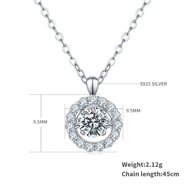Spirit Diamond S925 White-Gold-Plated Silver Moissanite Necklace 0.5ct D
