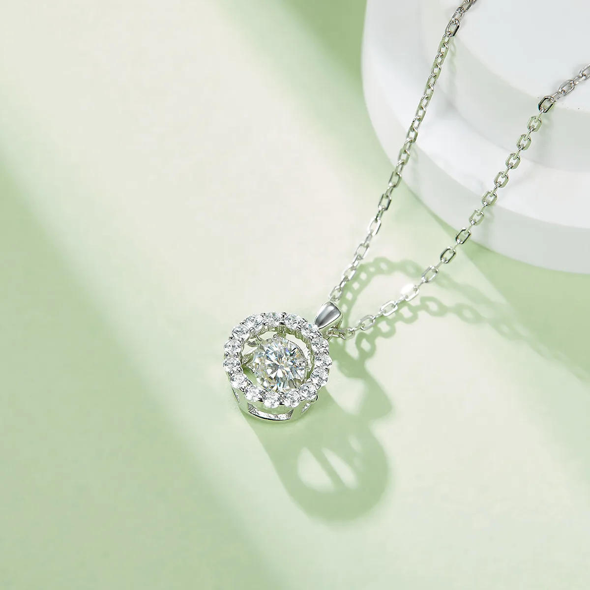 Spirit Diamond S925 White-Gold-Plated Silver Moissanite Necklace 0.5ct D