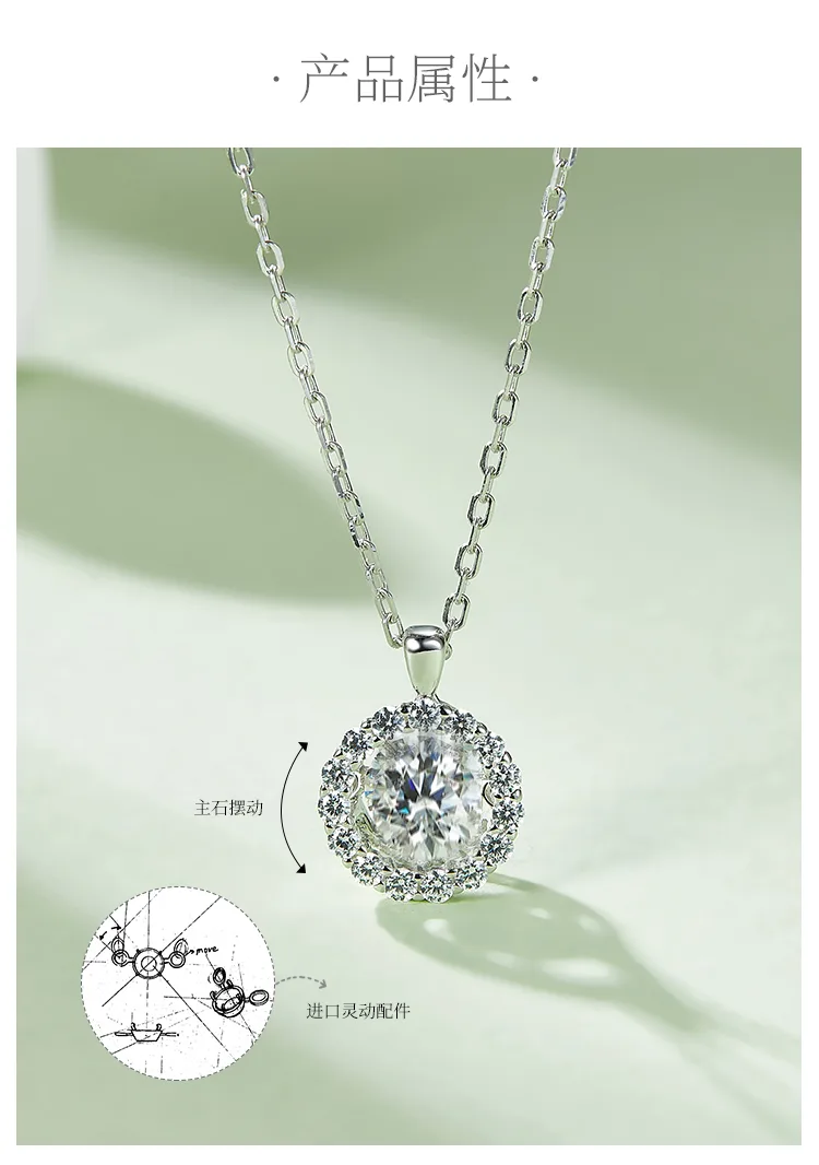 Spirit Diamond S925 White-Gold-Plated Silver Moissanite Necklace 0.5ct D detail 