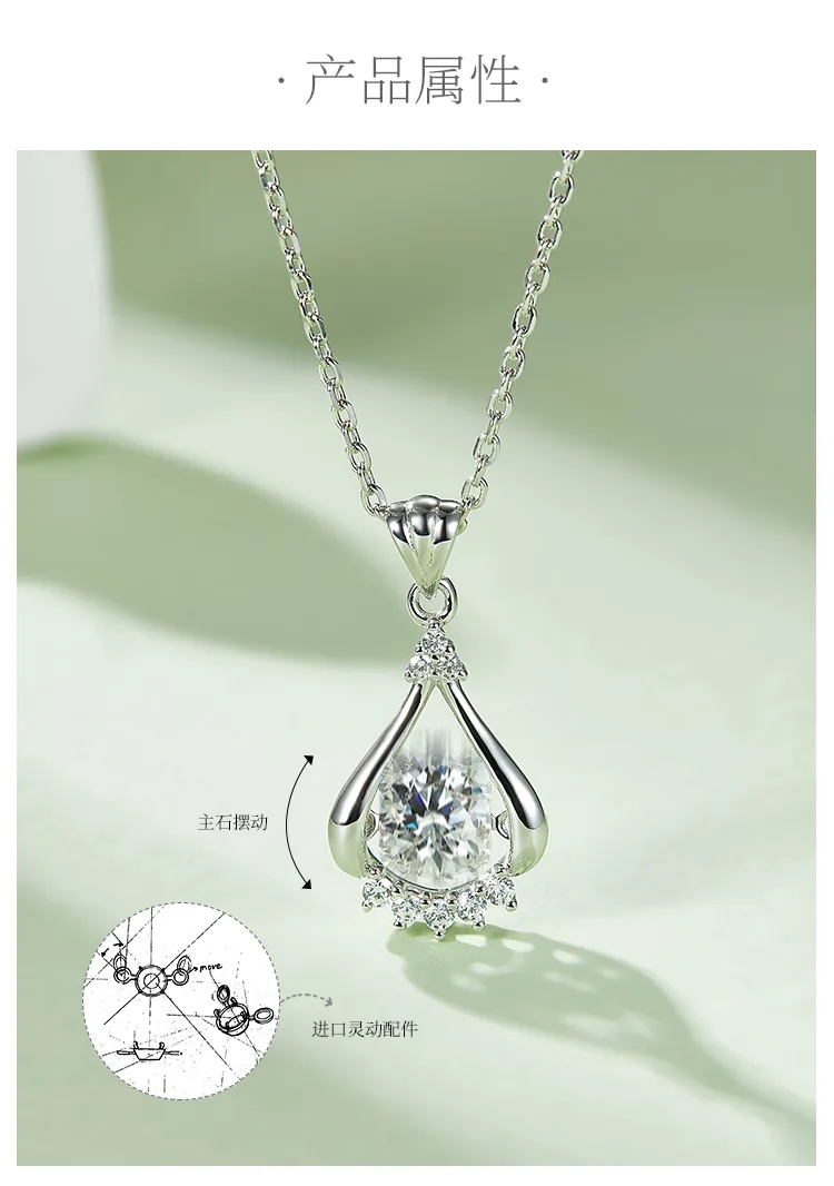 Spirit S925 White-Gold-Plated Silver Moissanite Necklace 0.5ct D detail 2