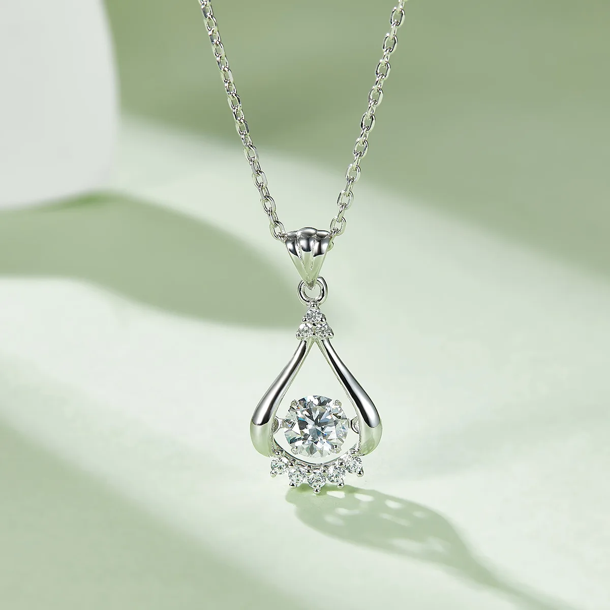 Spirit S925 White-Gold-Plated Silver Moissanite Necklace 0.5ct D - OLDE