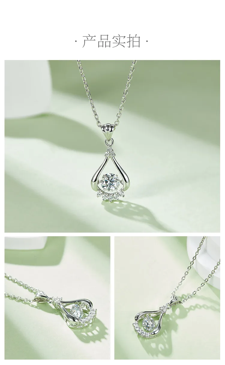 Spirit S925 White-Gold-Plated Silver Moissanite Necklace 0.5ct D detail 4