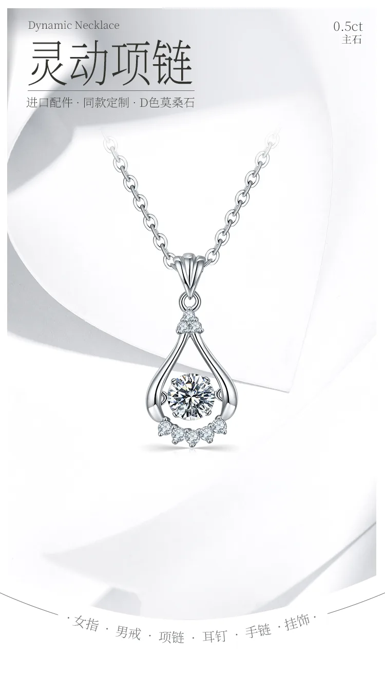 Spirit S925 White-Gold-Plated Silver Moissanite Necklace 0.5ct D detail 1
