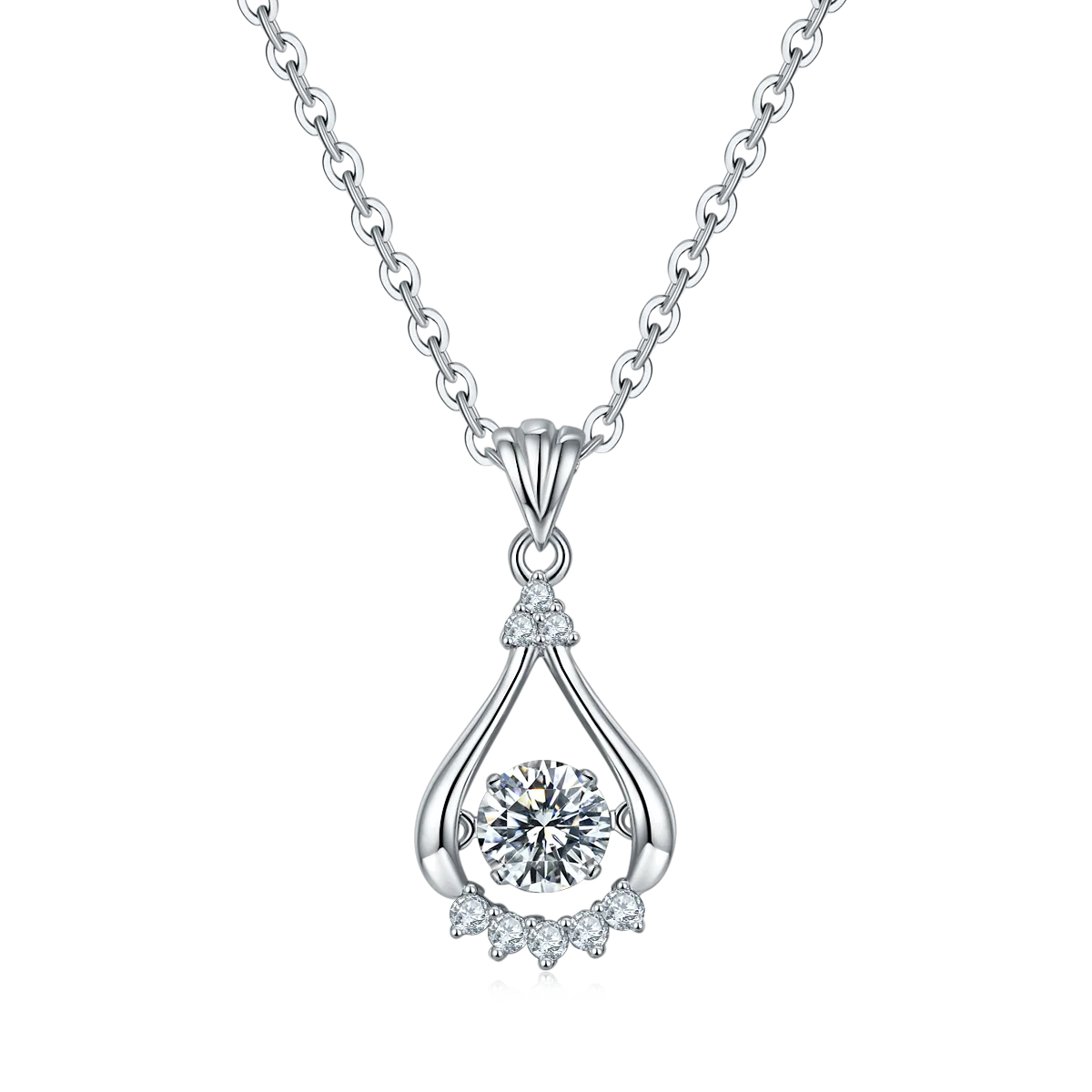 Spirit S925 White-Gold-Plated Silver Moissanite Necklace 0.5ct D - OLDE