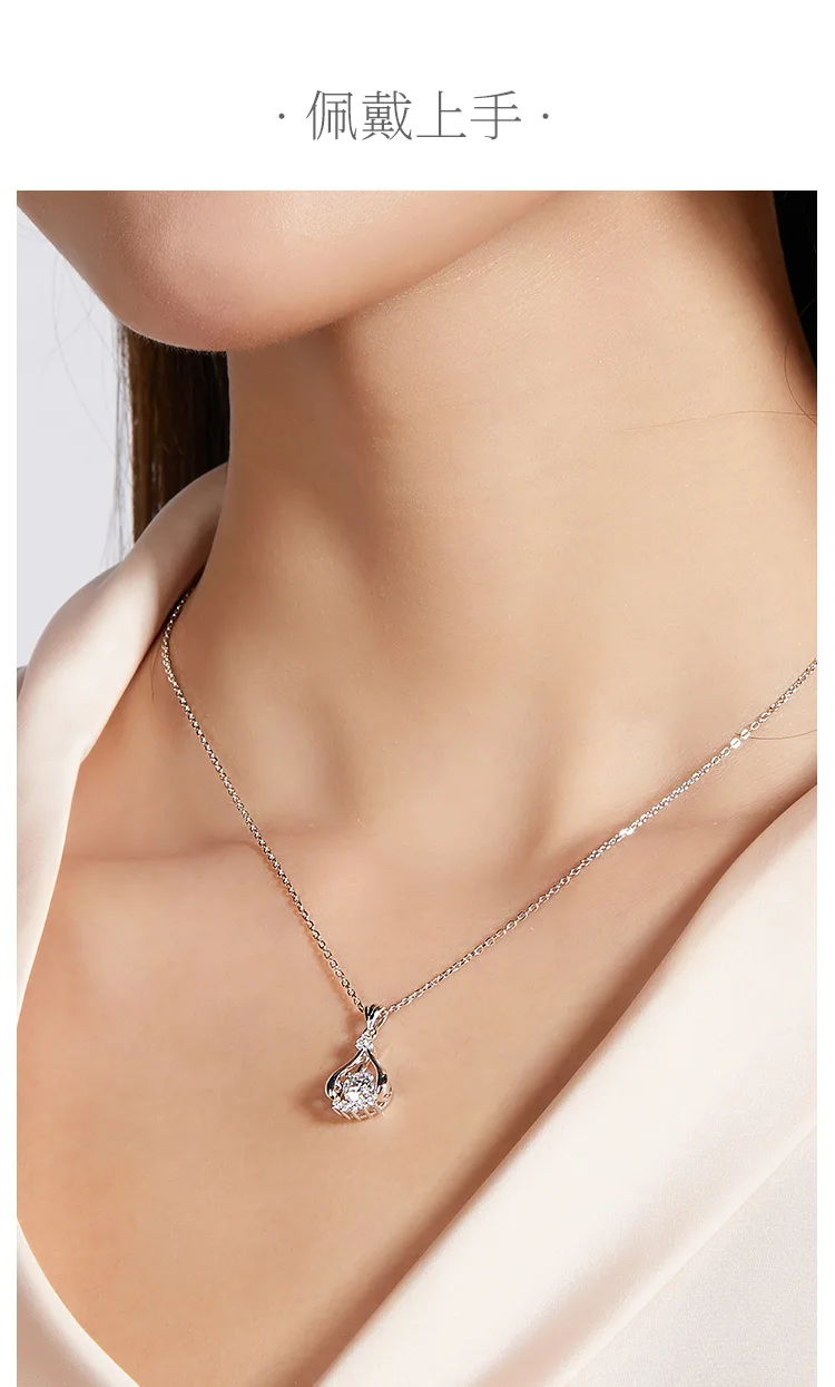 Spirit S925 White-Gold-Plated Silver Moissanite Necklace 0.5ct D detail 6