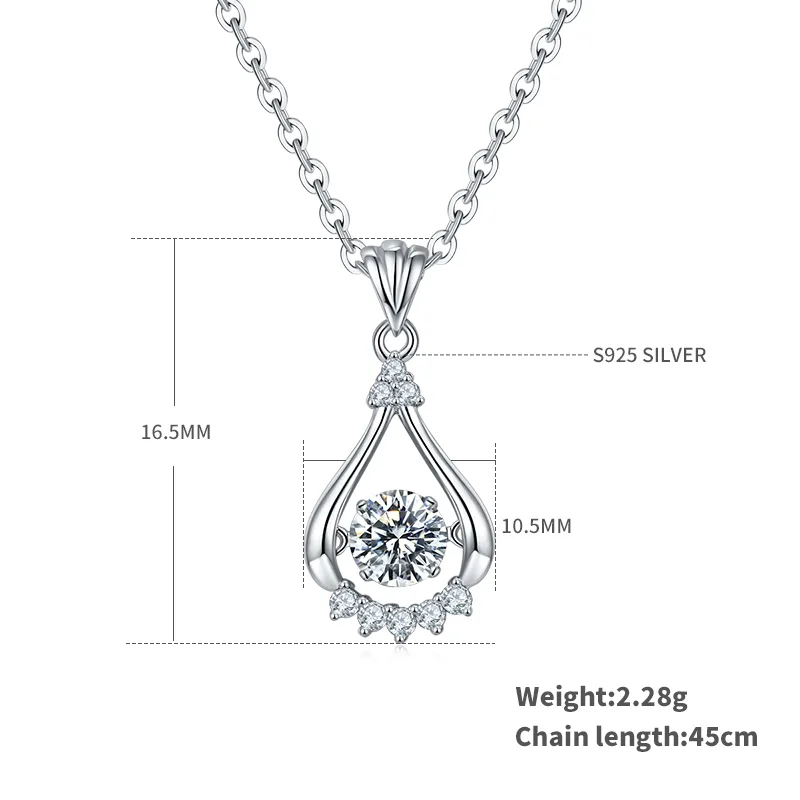 Spirit S925 White-Gold-Plated Silver Moissanite Necklace 0.5ct D - OLDE