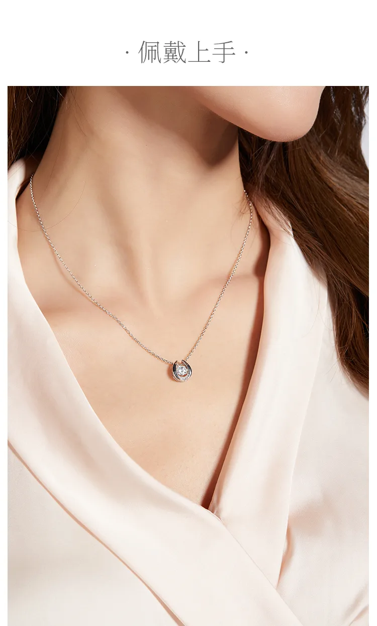 Spirit Guardian S925 White-Gold-Plated Silver Moissanite Necklace 0.5ct D detail