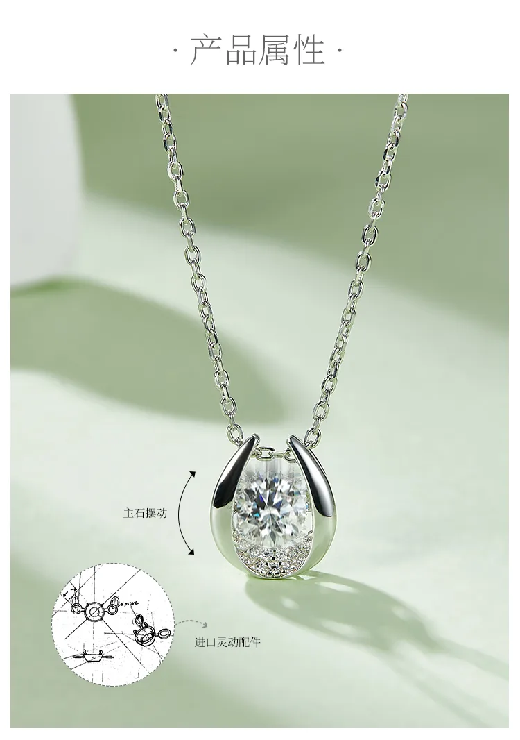 Spirit Guardian S925 White-Gold-Plated Silver Moissanite Necklace 0.5ct D detail