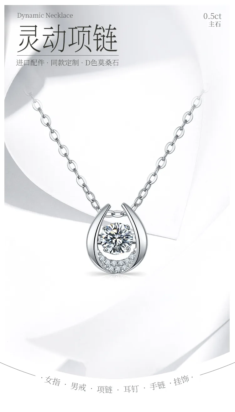Spirit Guardian S925 White-Gold-Plated Silver Moissanite Necklace 0.5ct D detail