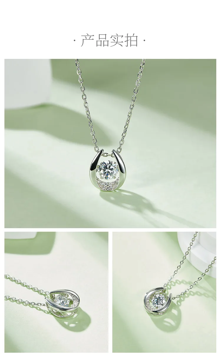 Spirit Guardian S925 White-Gold-Plated Silver Moissanite Necklace 0.5ct D detail