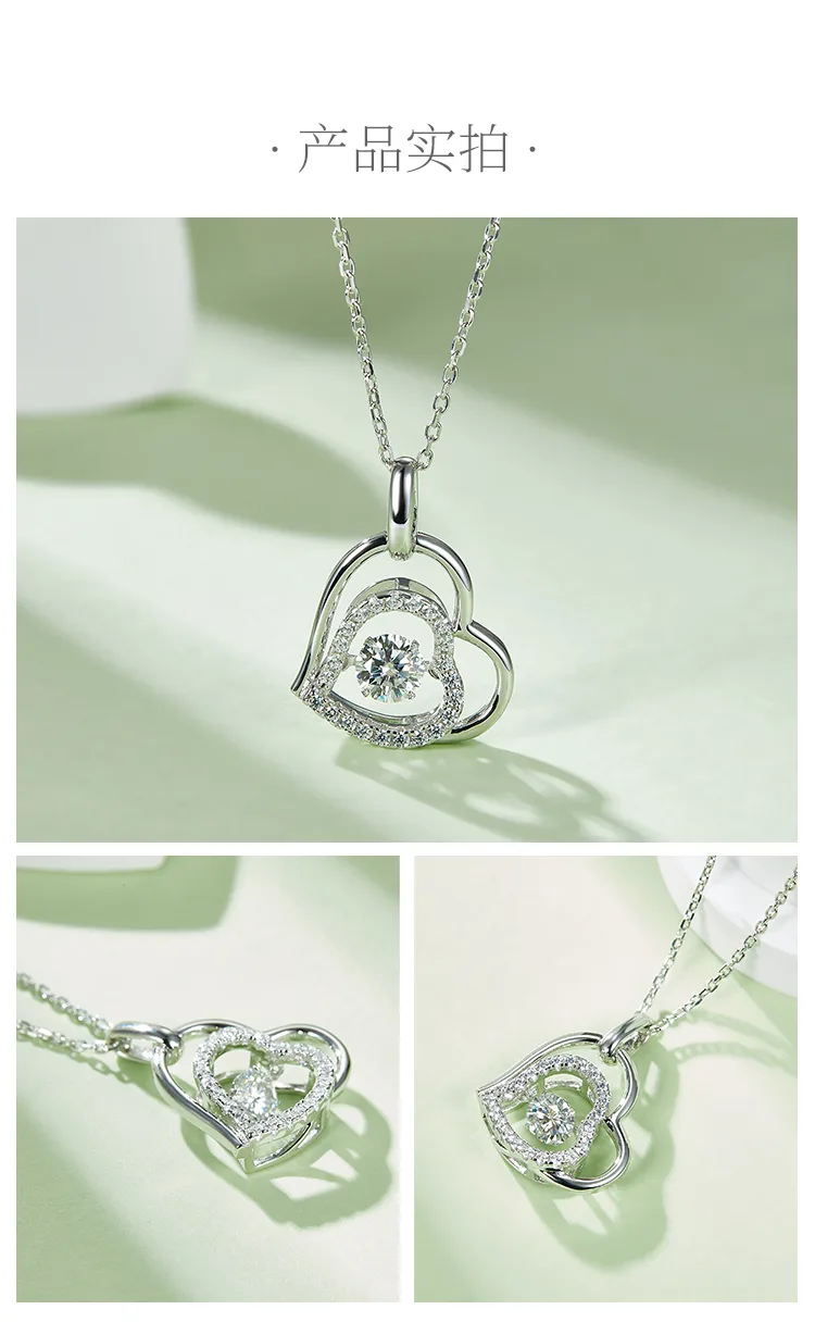 Spirit S925 White-Gold-Plated Silver Moissanite Necklace 0.5ct D detail 4