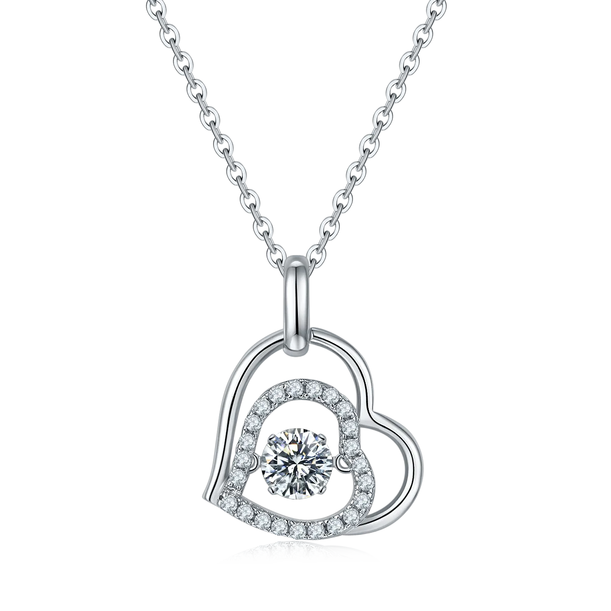 Spirit S925 White-Gold-Plated Silver Moissanite Necklace 0.5ct D - OLDG