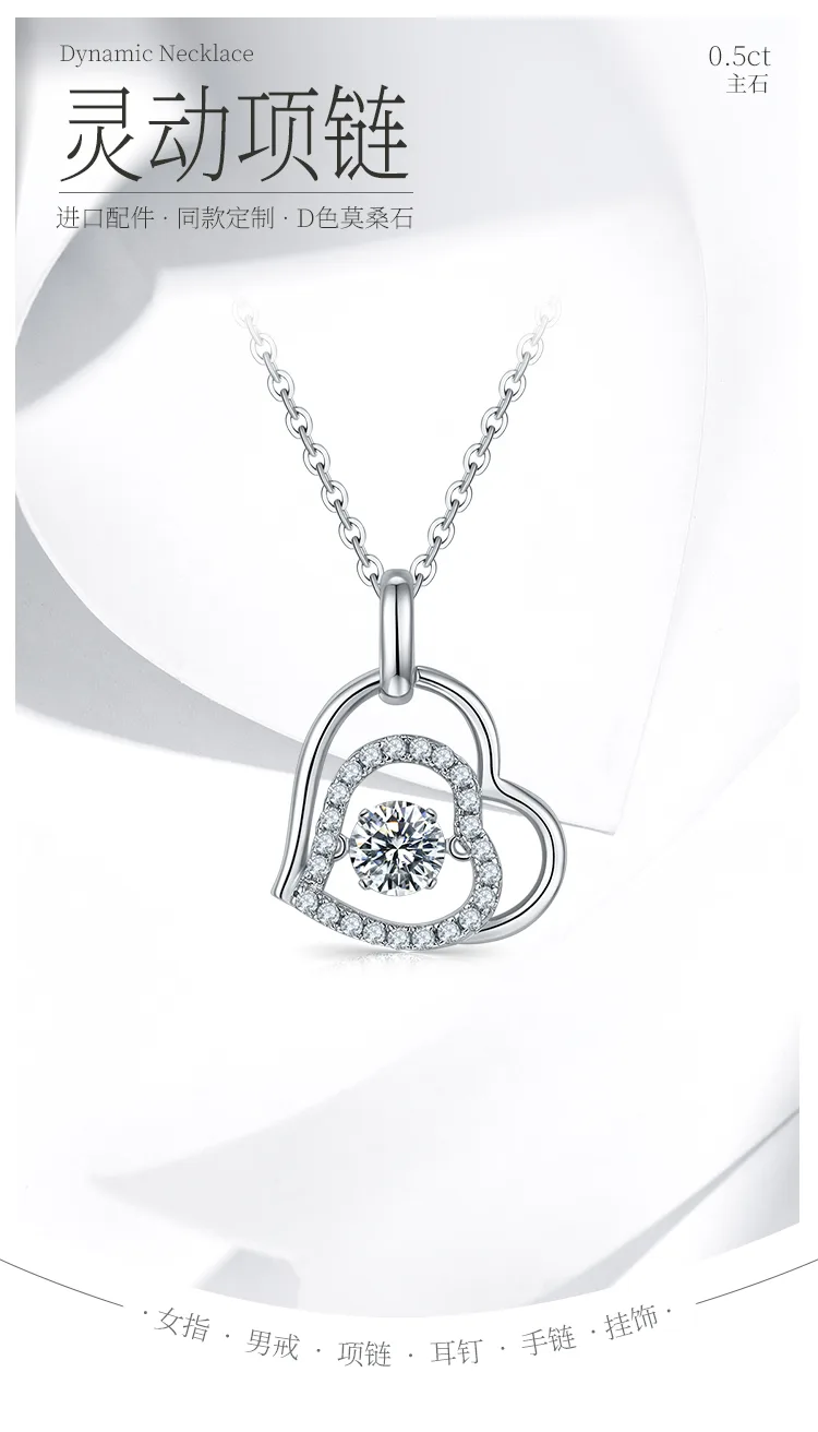 Spirit S925 White-Gold-Plated Silver Moissanite Necklace 0.5ct D detail 1