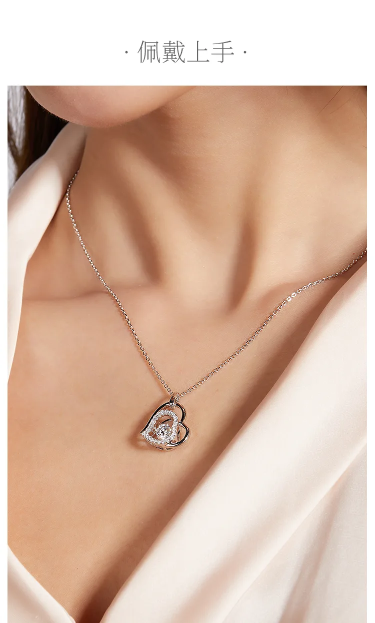 Spirit S925 White-Gold-Plated Silver Moissanite Necklace 0.5ct D detail 6