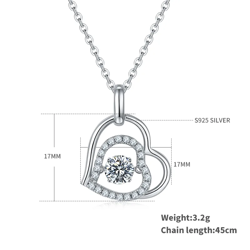 Spirit S925 White-Gold-Plated Silver Moissanite Necklace 0.5ct D - OLDG