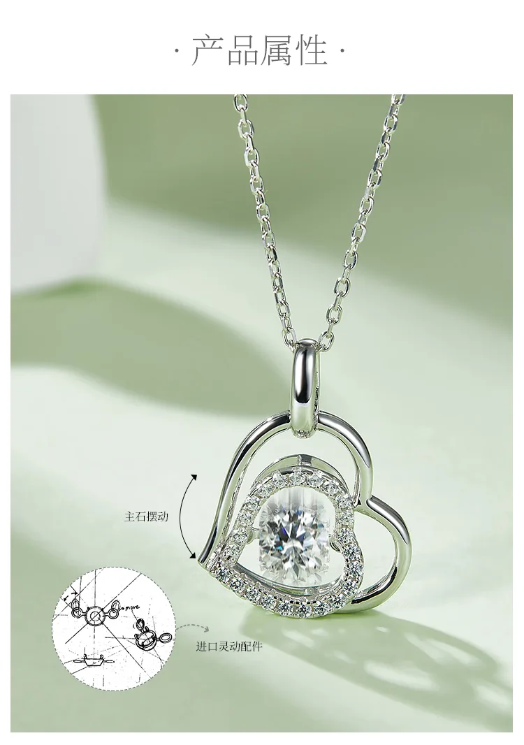 Spirit S925 White-Gold-Plated Silver Moissanite Necklace 0.5ct D detail 2