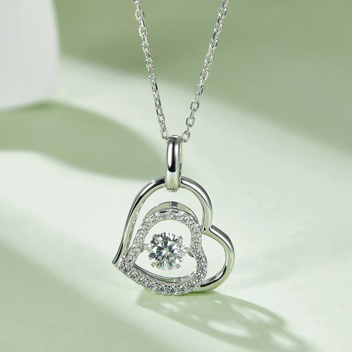 Spirit S925 White-Gold-Plated Silver Moissanite Necklace 0.5ct D - OLDG