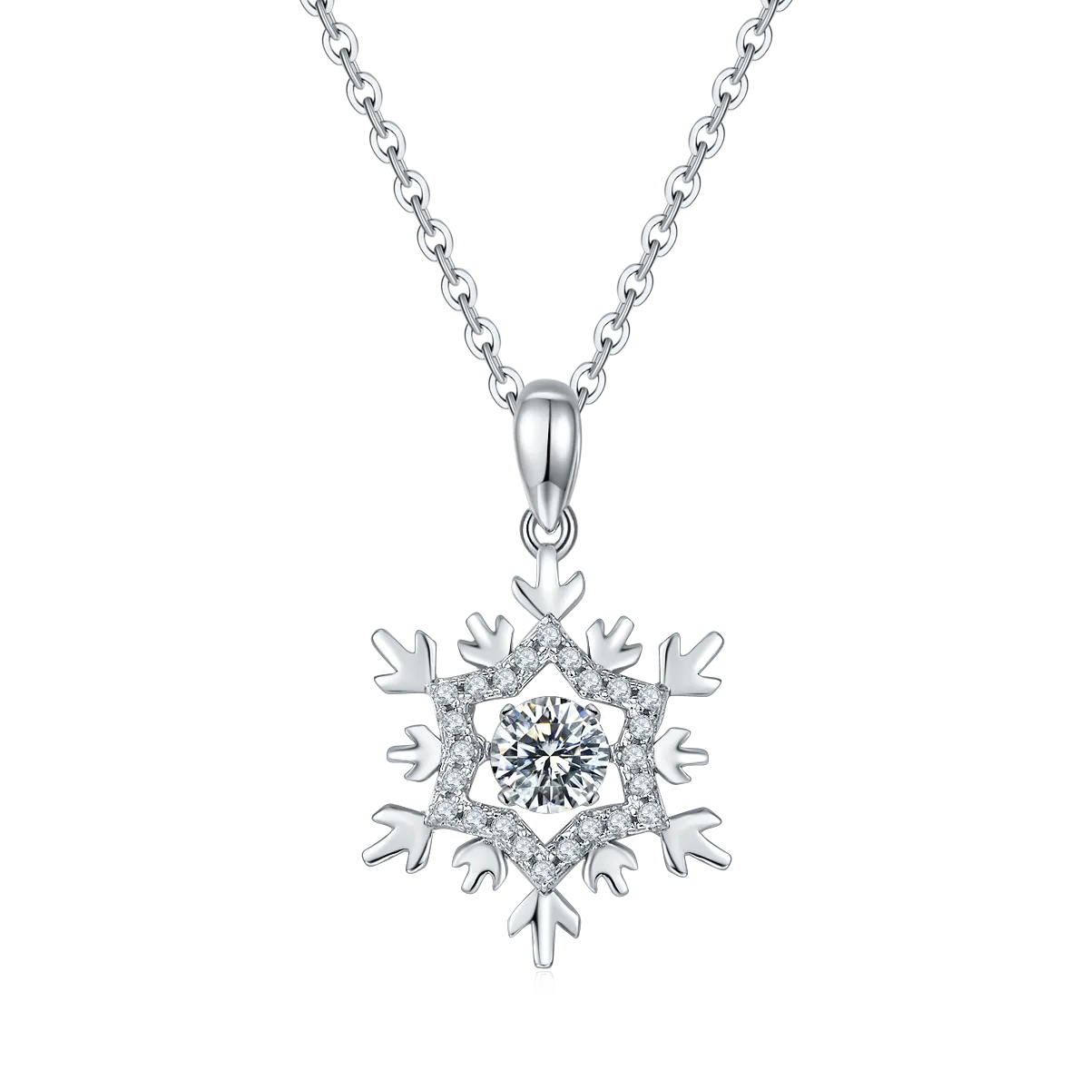 Spirit Women's S925 White-Gold-Plated Silver Moissanite Necklace 0.5ct D