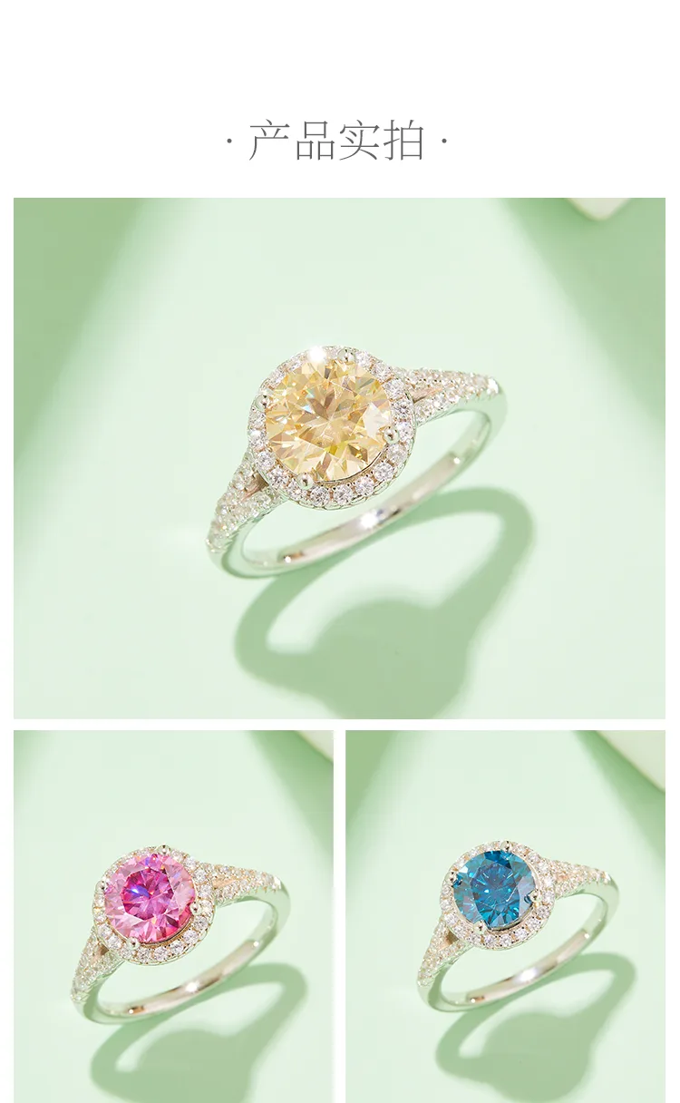 Double-Band Round Bezel S925 White-Gold-Plated Silver Moissanite Wedding Band Wo