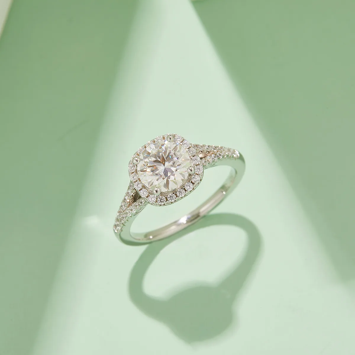 Double-Band Square Bezel S925 White-Gold-Plated Silver Moissanite Engagement Ring Women's Ring 1.5ct D