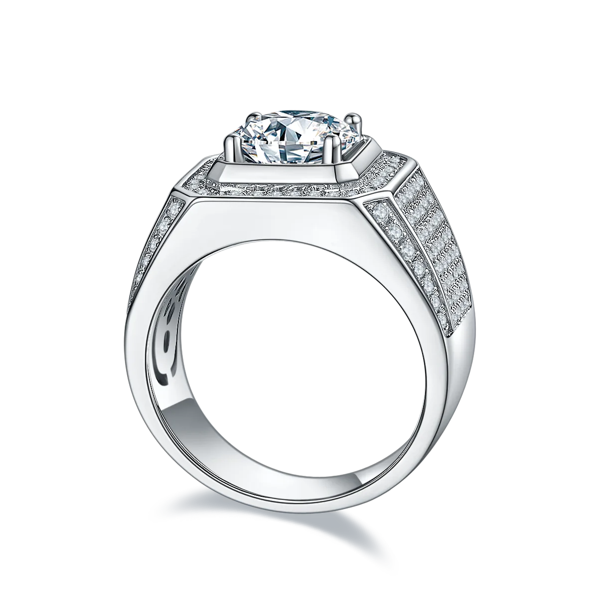 S925 White-Gold-Plated Silver Moissanite Men