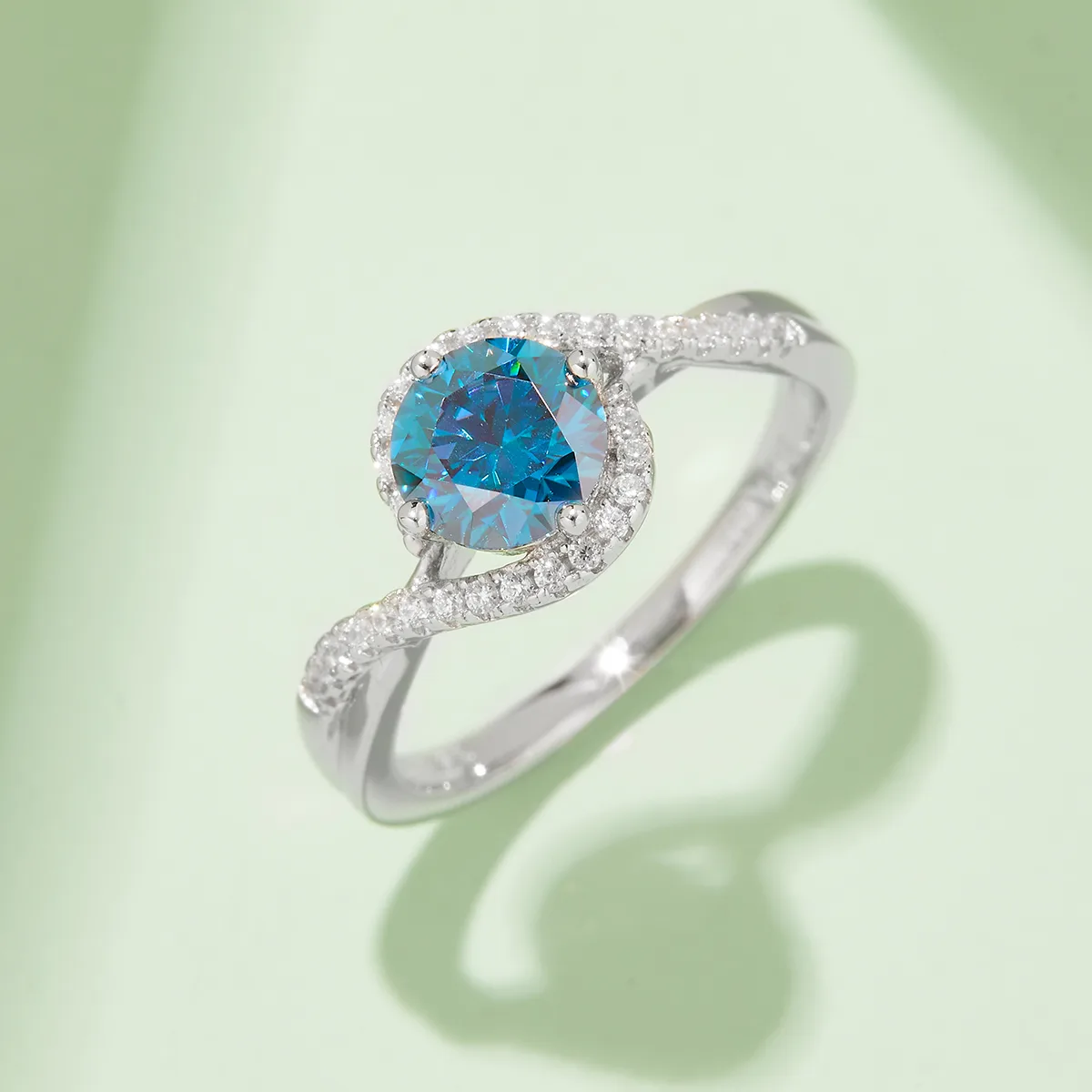 Angel S925 White-Gold-Plated Silver Moissanite Proposal Ring Women's Ring 1ct D