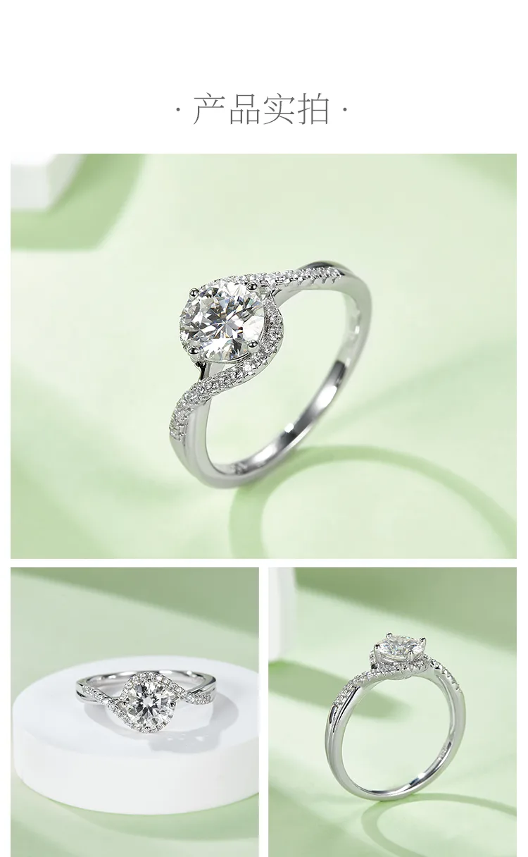 Angel S925 White-Gold-Plated Silver Moissanite Proposal Ring Women