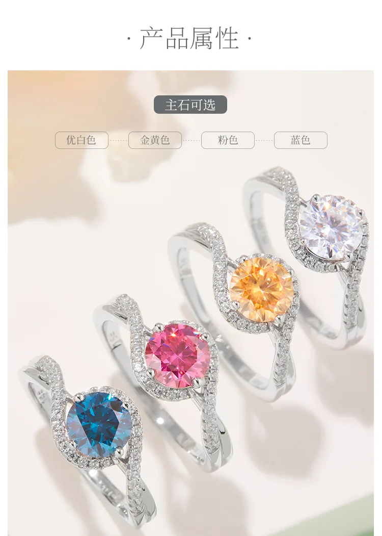 Angel S925 White-Gold-Plated Silver Moissanite Proposal Ring Women