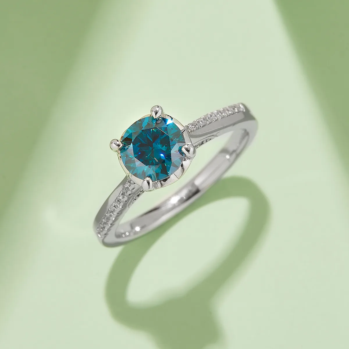 S925 White-Gold-Plated Silver Moissanite Proposal Ring Women's Ring 1ct D - M47A