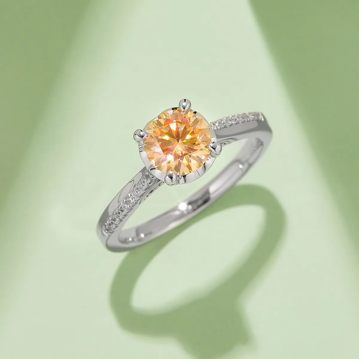 S925 White-Gold-Plated Silver Moissanite Proposal Ring Women's Ring 1ct D - M47A