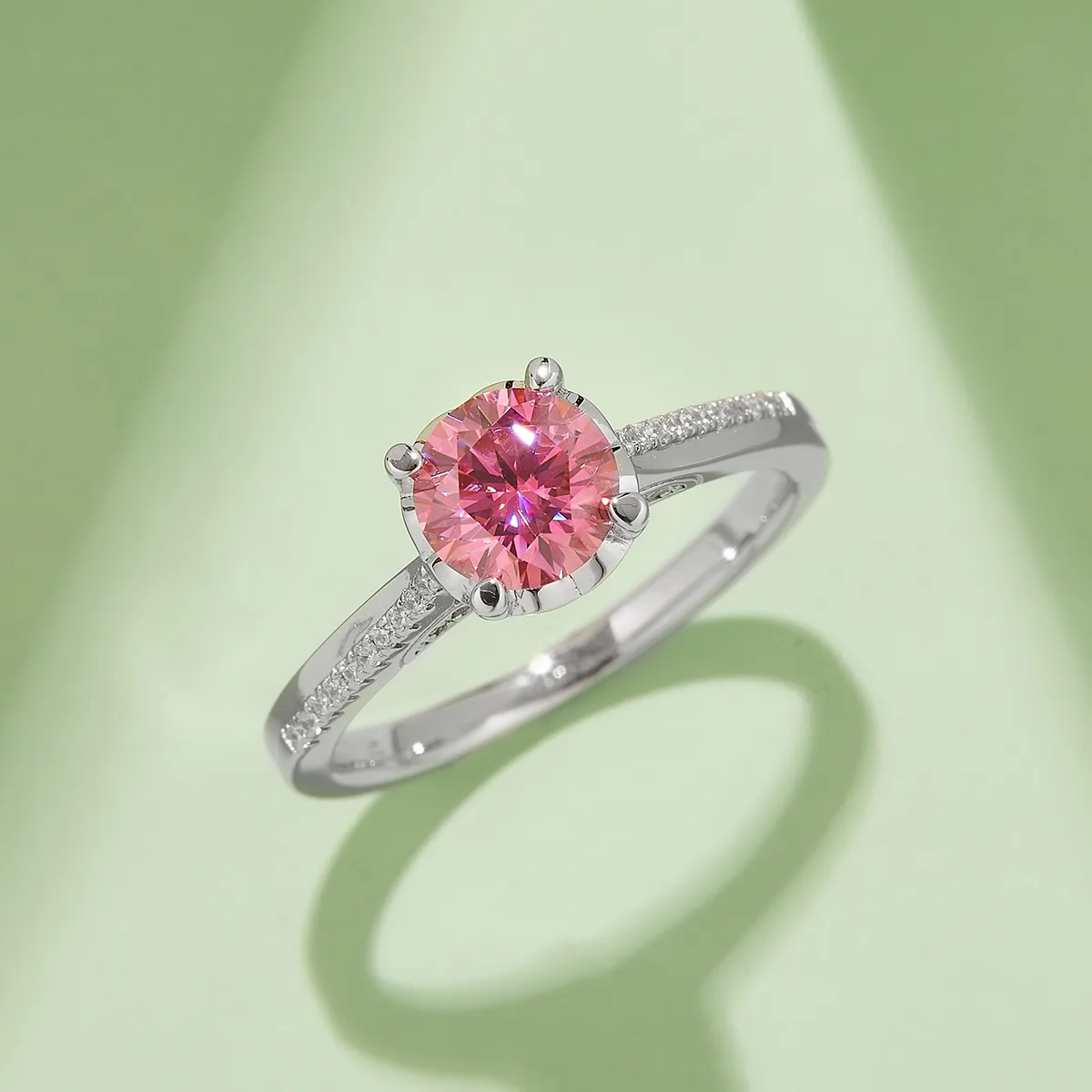 S925 White-Gold-Plated Silver Moissanite Proposal Ring Women's Ring 1ct D - M47A