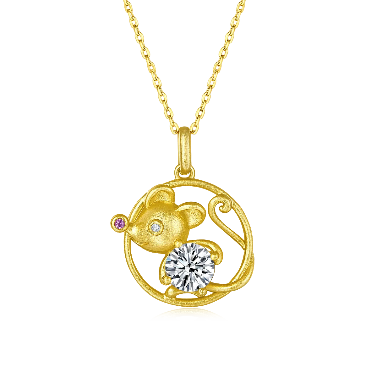 Chinese Zodiac Series Rat Moissanite Necklace 1.0ct