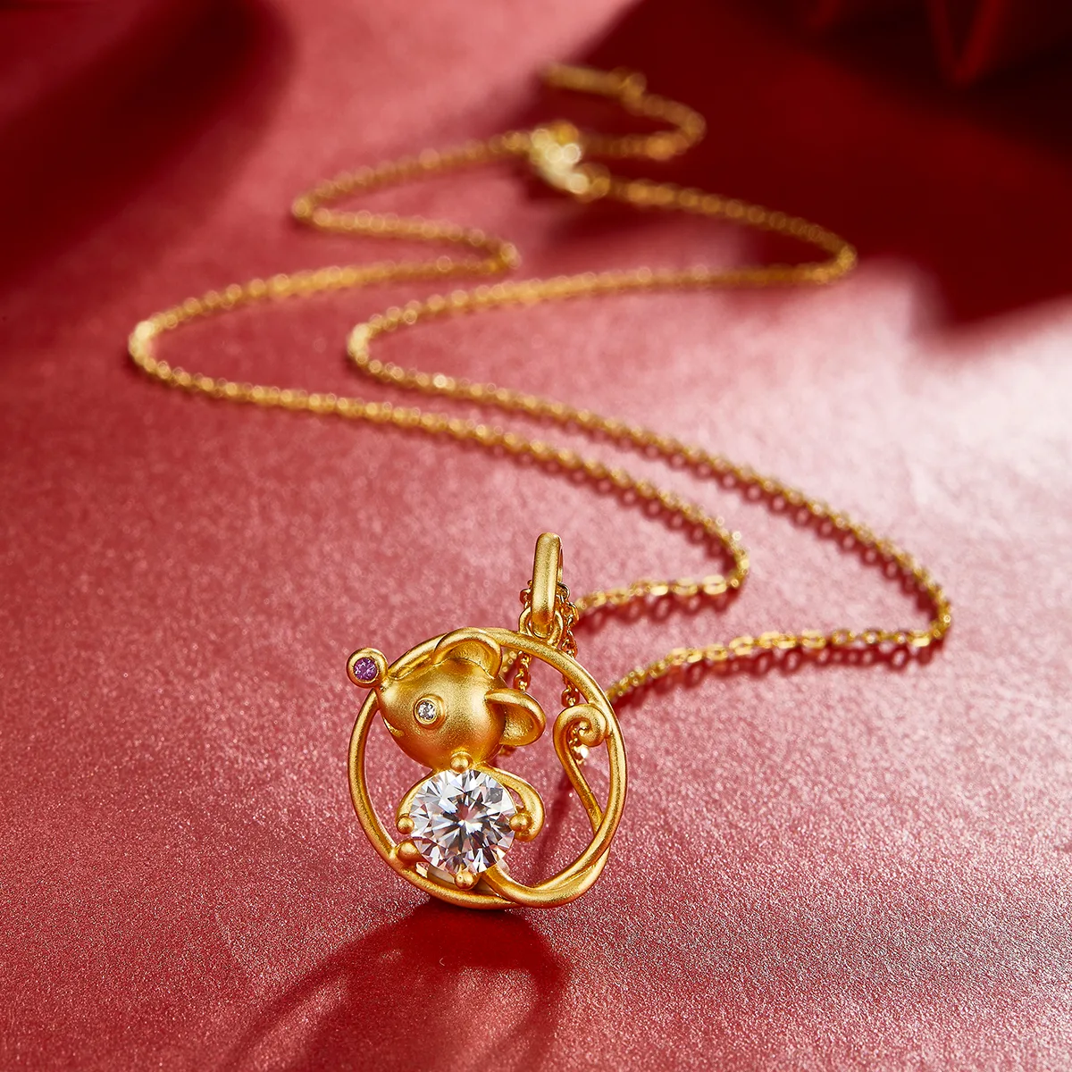 Chinese Zodiac Series Rat Moissanite Necklace 1.0ct