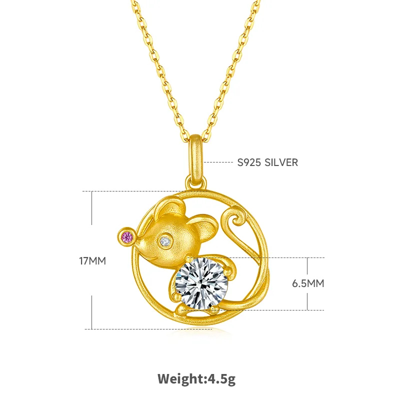 Chinese Zodiac Series Rat Moissanite Necklace 1.0ct